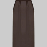 SHEER PLEATED MIDI SKIRT