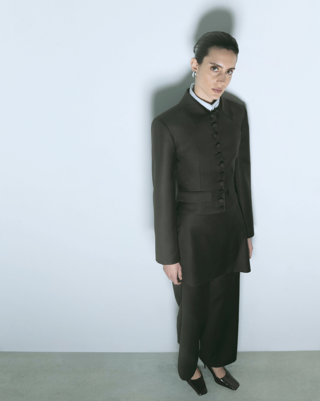 ASYMMETRIC SKIRT WOOL-BLEND PANTS