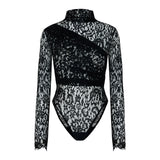 HIGH-NECK WRAP LACE BODYSUIT