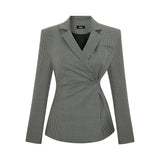 DRAPED HOUNDSTOOTH BLAZER