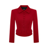 BUTTONED CROPPED WOOL BLEND JACKET