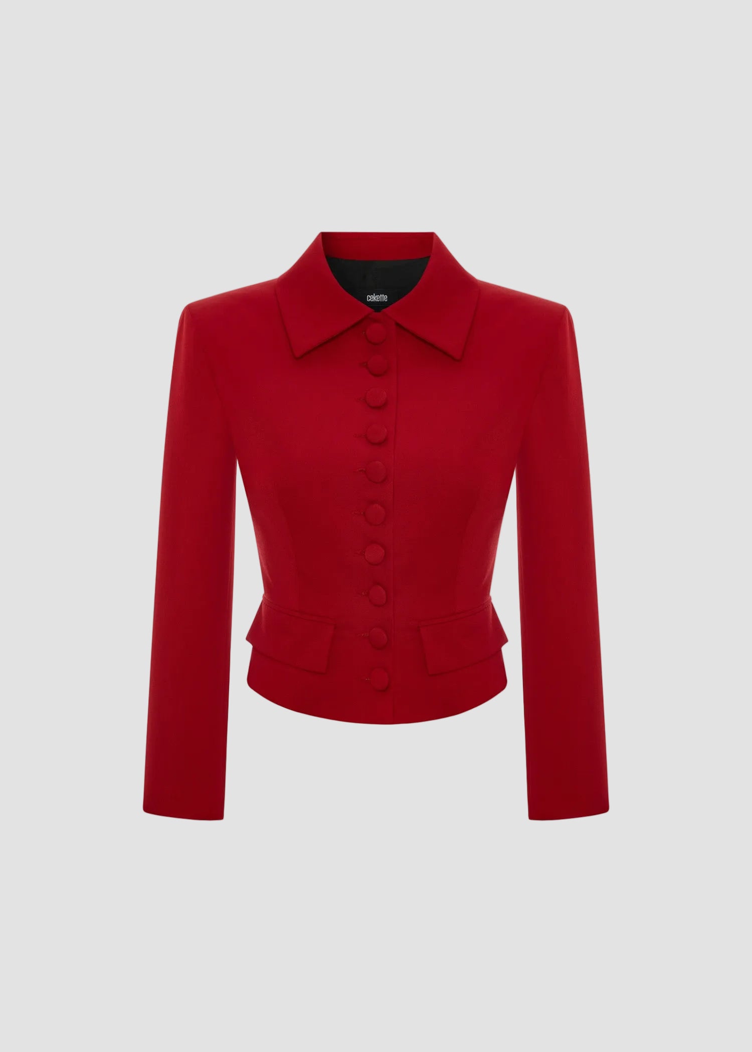BUTTONED CROPPED JACKET WOOL BLEND IN BROWN