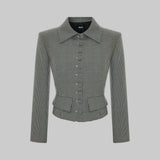 BUTTONED CROPPED JACKET WOOL BLEND IN BROWN