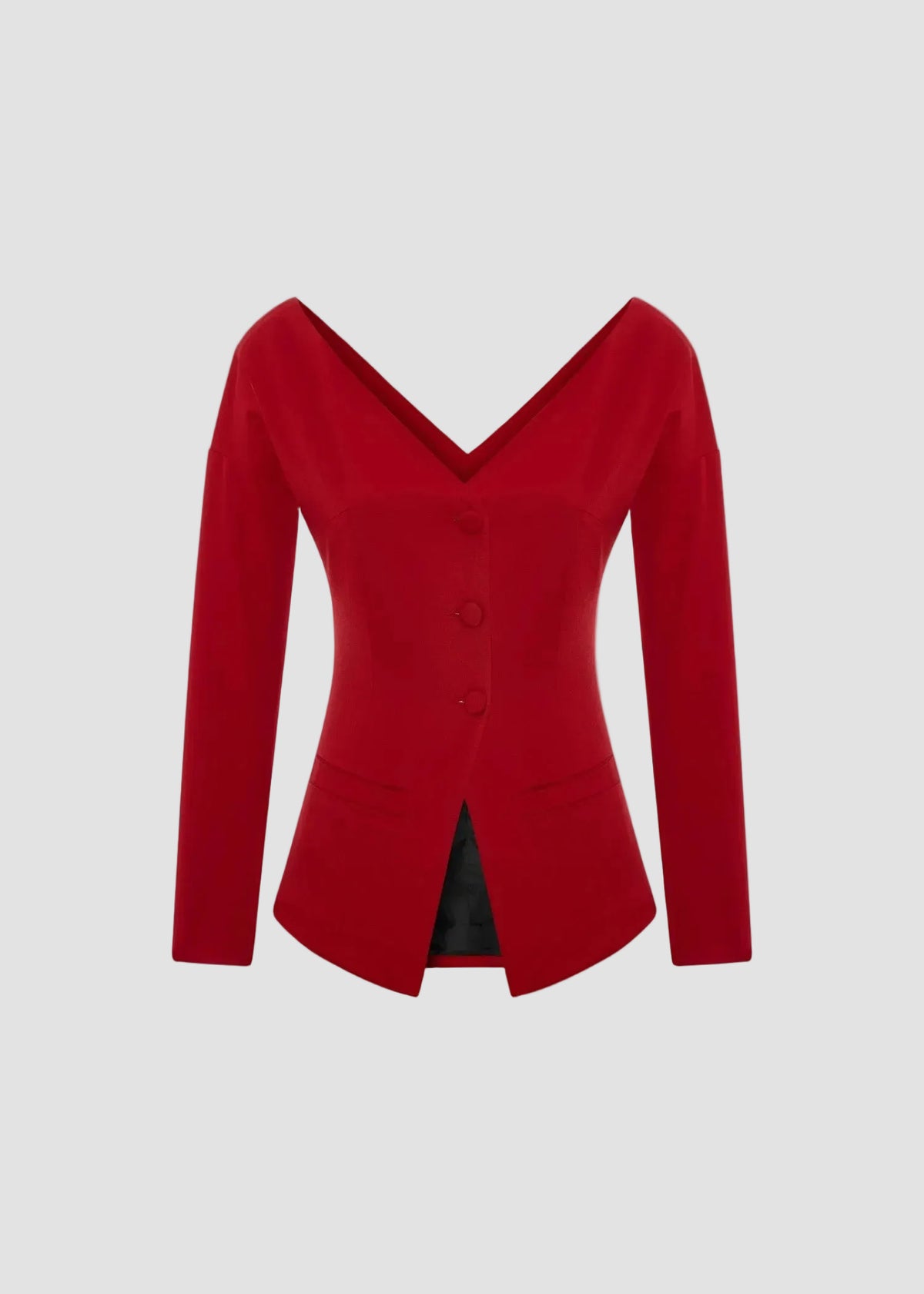 OFF-SHOULDER BLAZER IN RED