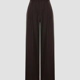 ONE PLEAT WIDE-LEG PINSTRIPE WOOL BLEND PANTS