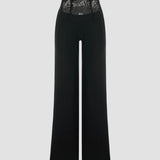 CORSET WAISTED  WOOL BLEND PANTS