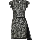 ASYMMETRIC LACE MINI DRESS