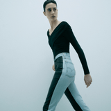 LEATHER DENIM PANTS