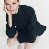 PINSTRIPE PEPLUM JACKET