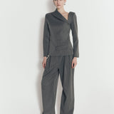 PINSTRIPE BOYFRIEND PANTS IN GREY