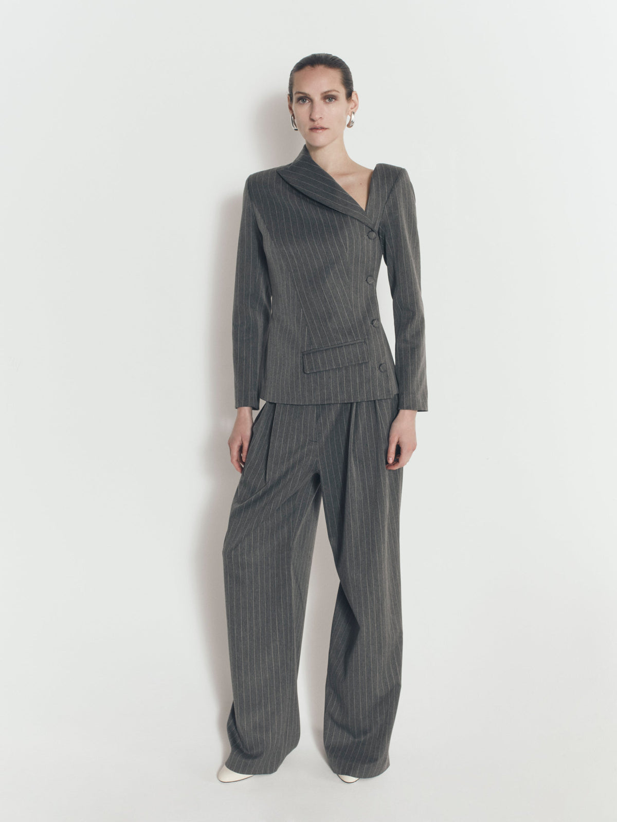 PINSTRIPE BOYFRIEND PANTS