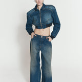 LOW RISE WIDE-LEG DENIM PANTS