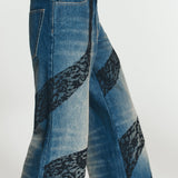 LACE TRIM DENIM PANTS