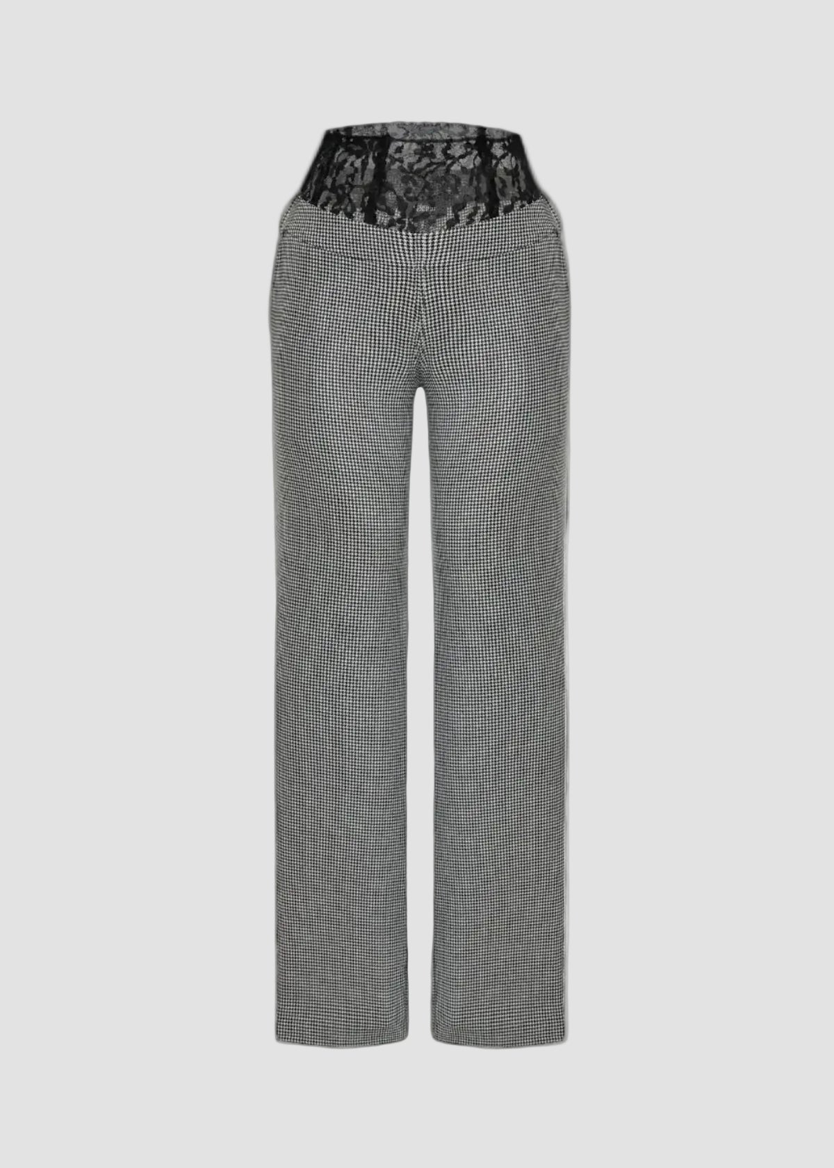 CORSET WAISTED HOUNDSTOOTH WOOL BLEND PANTS