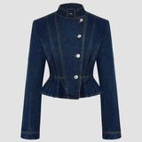 PEPLUM MILITARY DENIM JACKET
