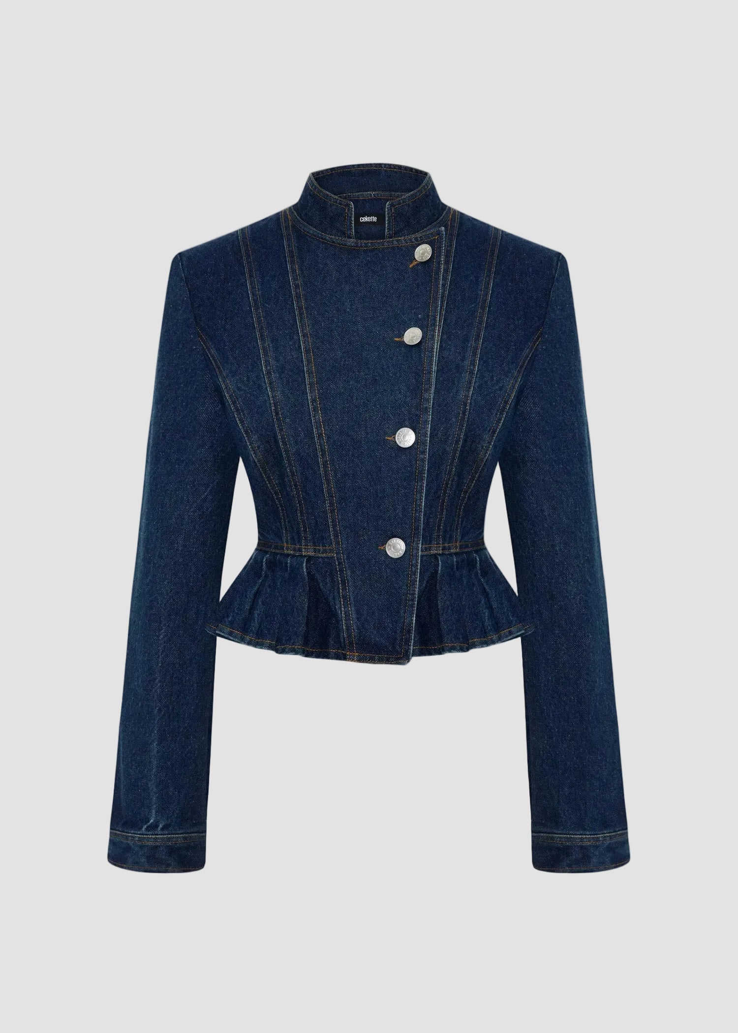PEPLUM MILITARY DENIM JACKET