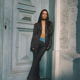 PINSTRIPE ROSE BLAZER in Brown