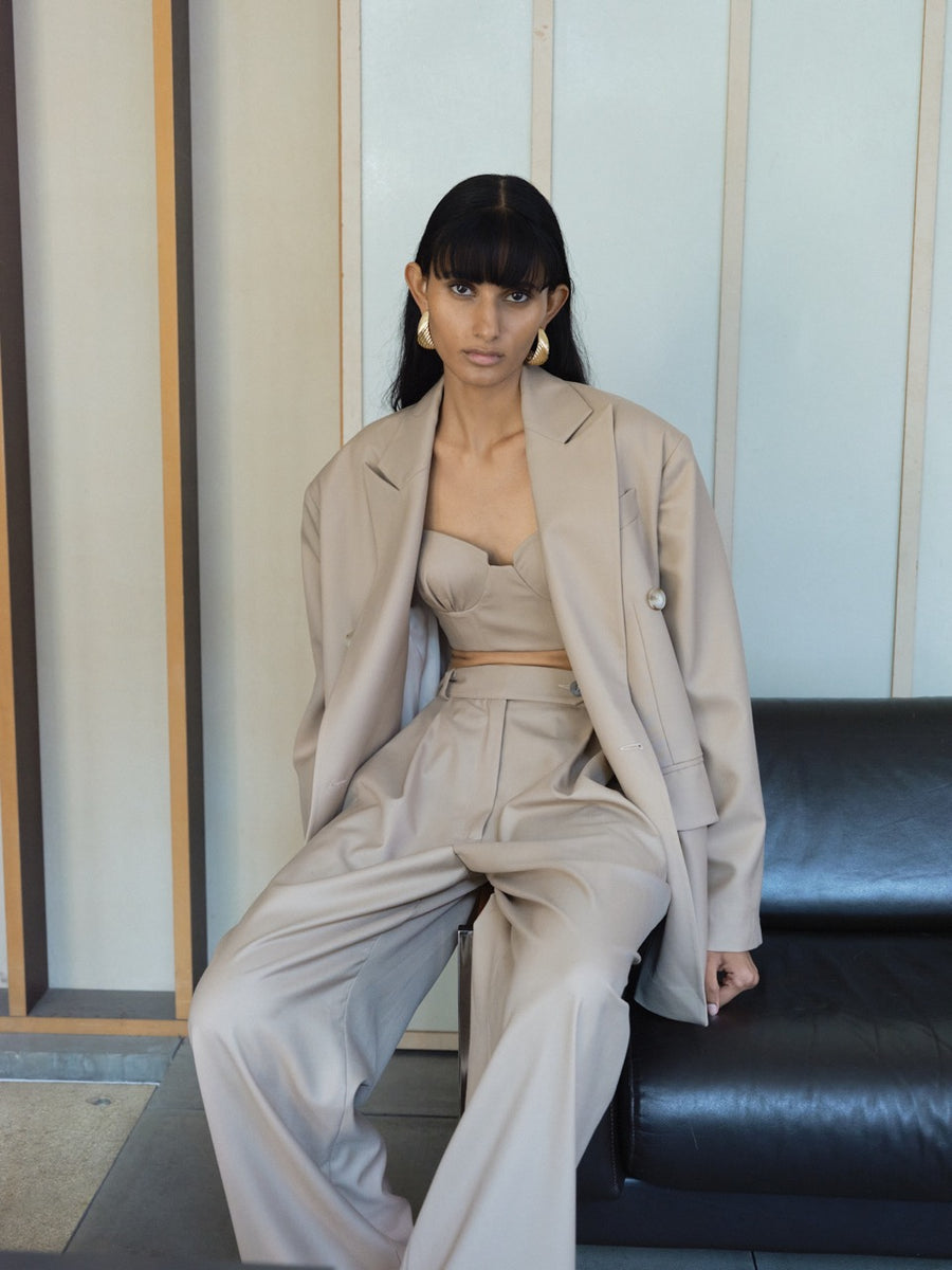 PLEATED WIDE LEG PANTS