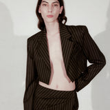 Ariana Çizgili Crop Blazer Ceket
