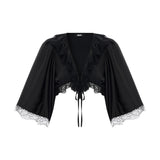 LOVER SATIN LACE TOP IN BLACK