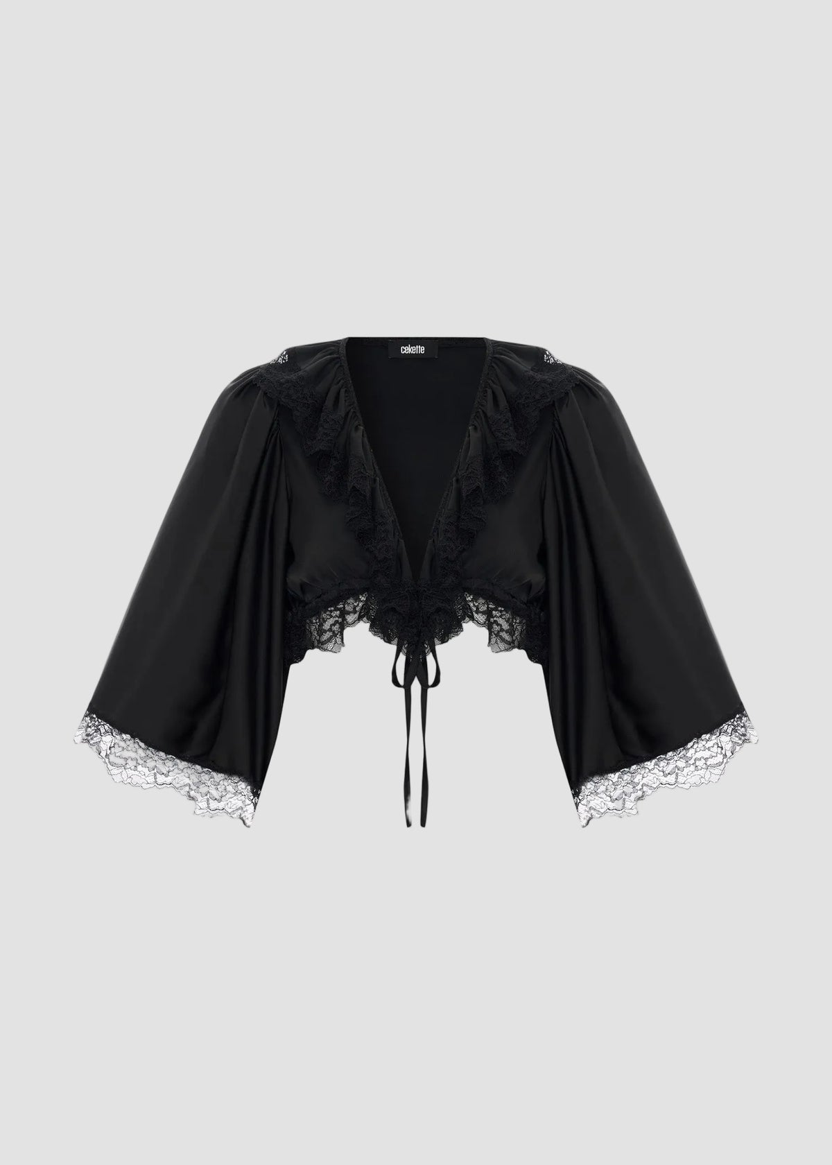 LOVER SILK LACE TOP IN BLACK