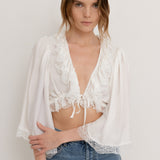 LOVER SATIN  LACE TOP IN WHITE