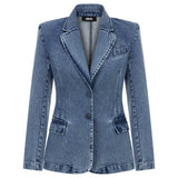 Fitted Denim Blazer Ceket