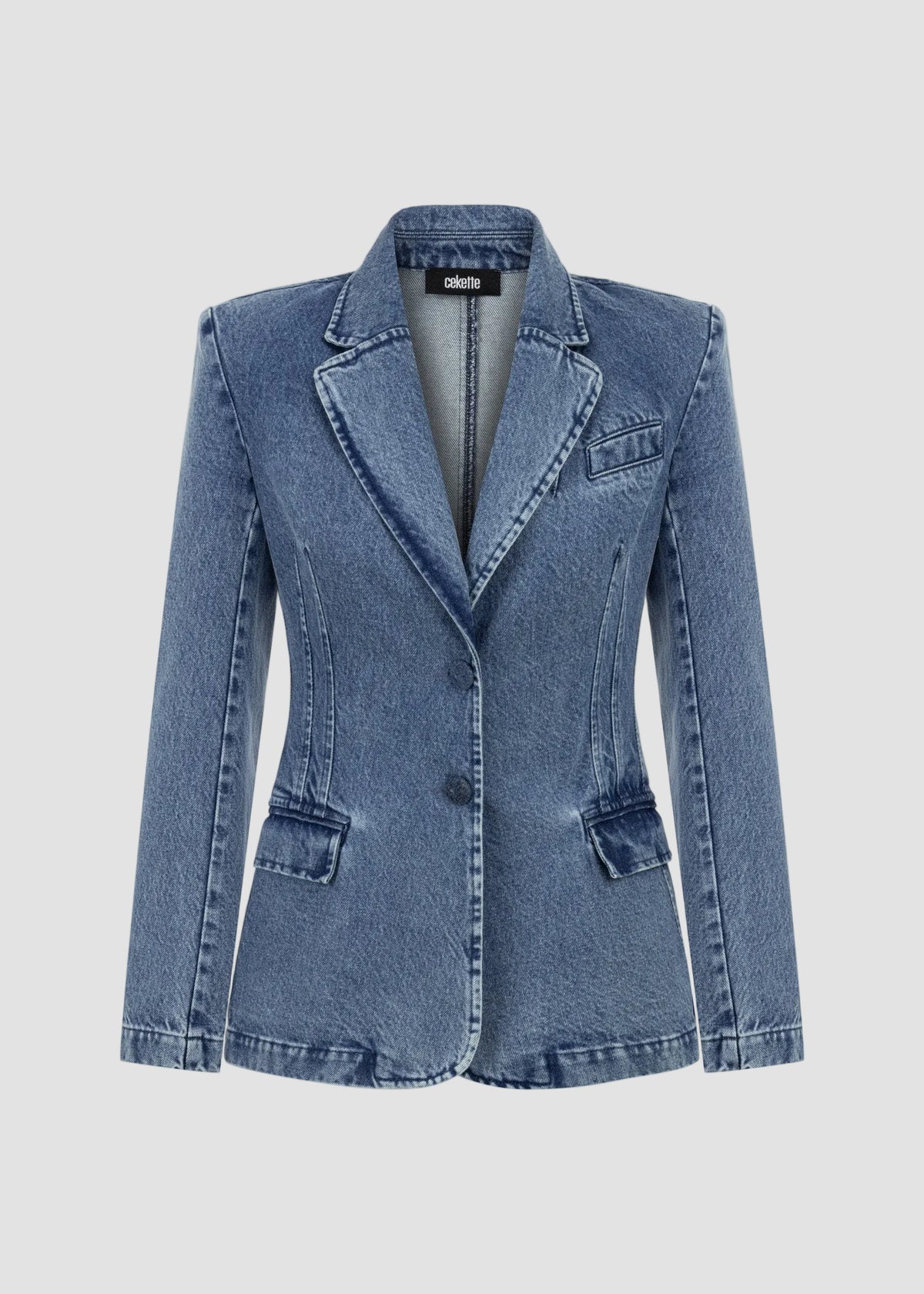FITTED DENIM BLAZER JACKET