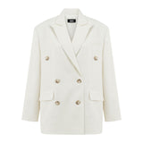 Beyaz Kruvaze Blazer Ceket