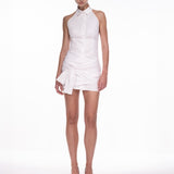 SLEEVED WRAP DRESS IN WHITE