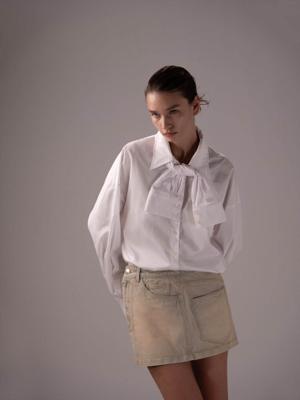 CUFF COLLAR BOYFRIEND SHIRT