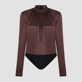 SILK SATIN HIGH COLLAR BODYSUIT