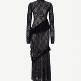 SWIRLING TRIM LACE DRESS IN BLACK