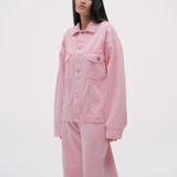 BOYFRIEND DENIM JACKET IN BABY PINK