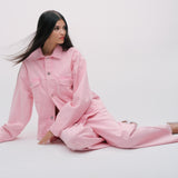 BOYFRIEND DENIM JACKET IN BABY PINK