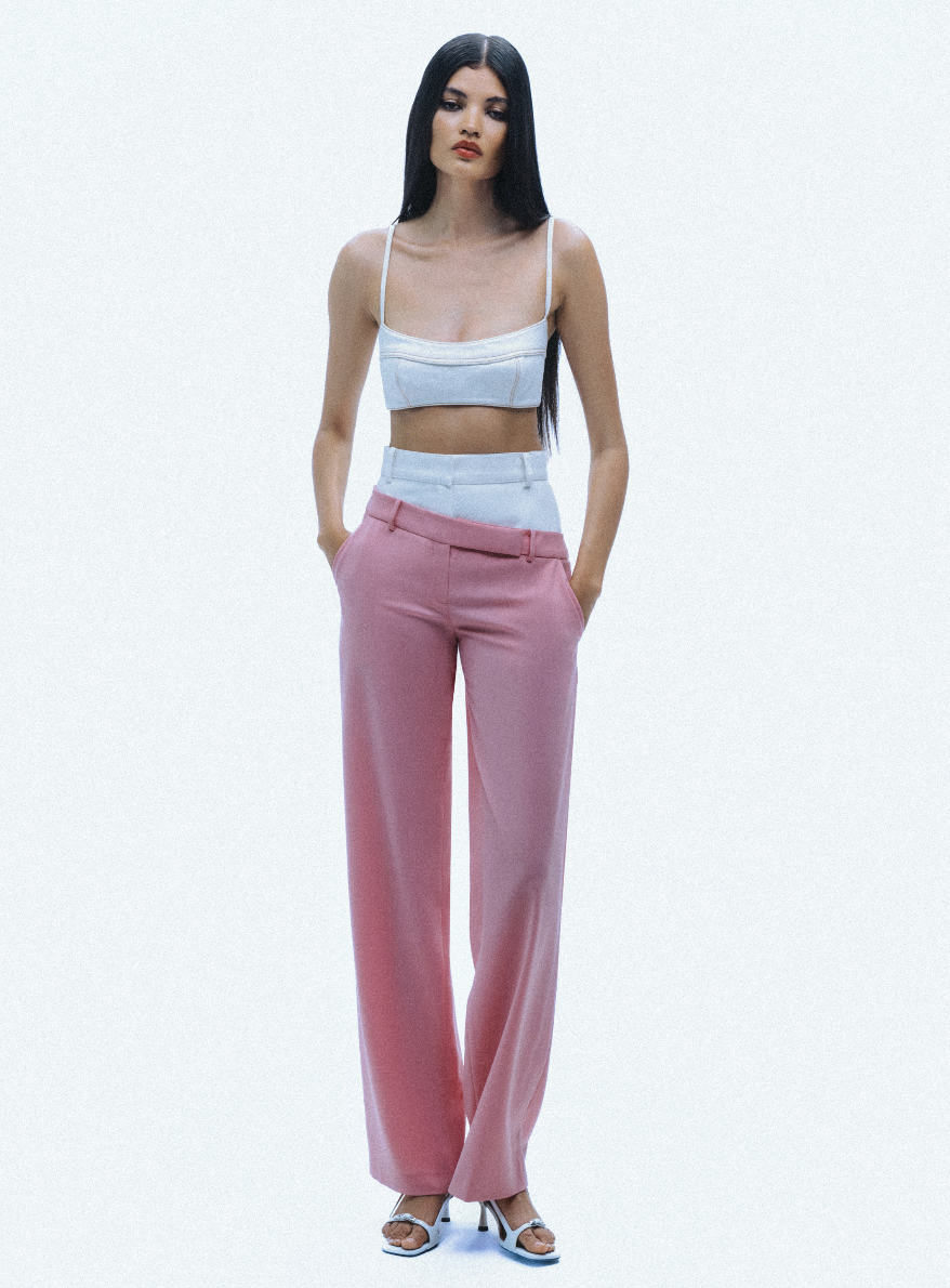 BABY PINK DOUBLE-WAISTED PANTS