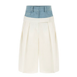 DOUBLE WAISTED BERMUDA SHORTS IN WHITE