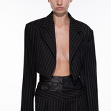 Ariana Çizgili Crop Blazer Ceket