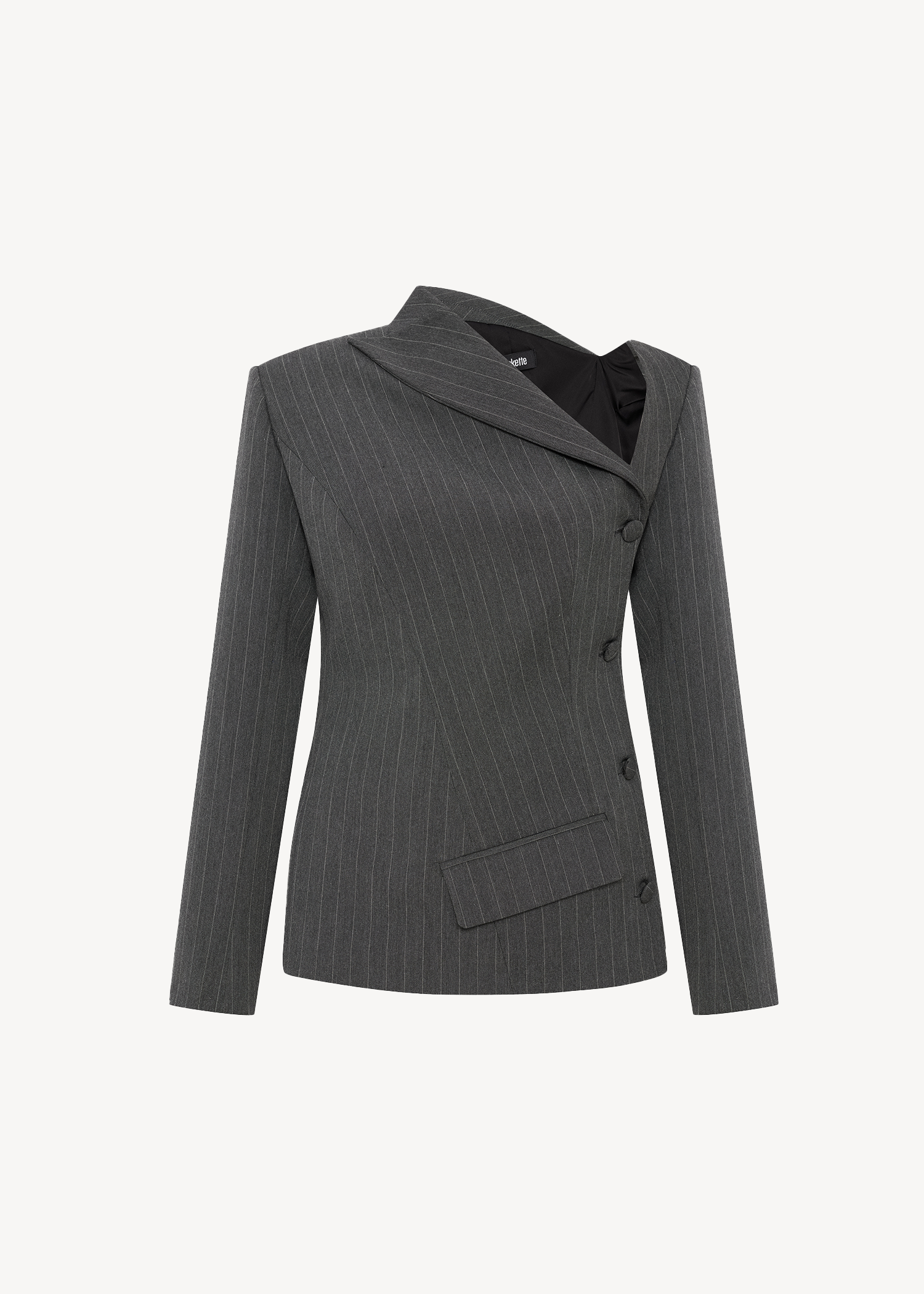 PINSTRIPE ASYMMETRIC BLAZER