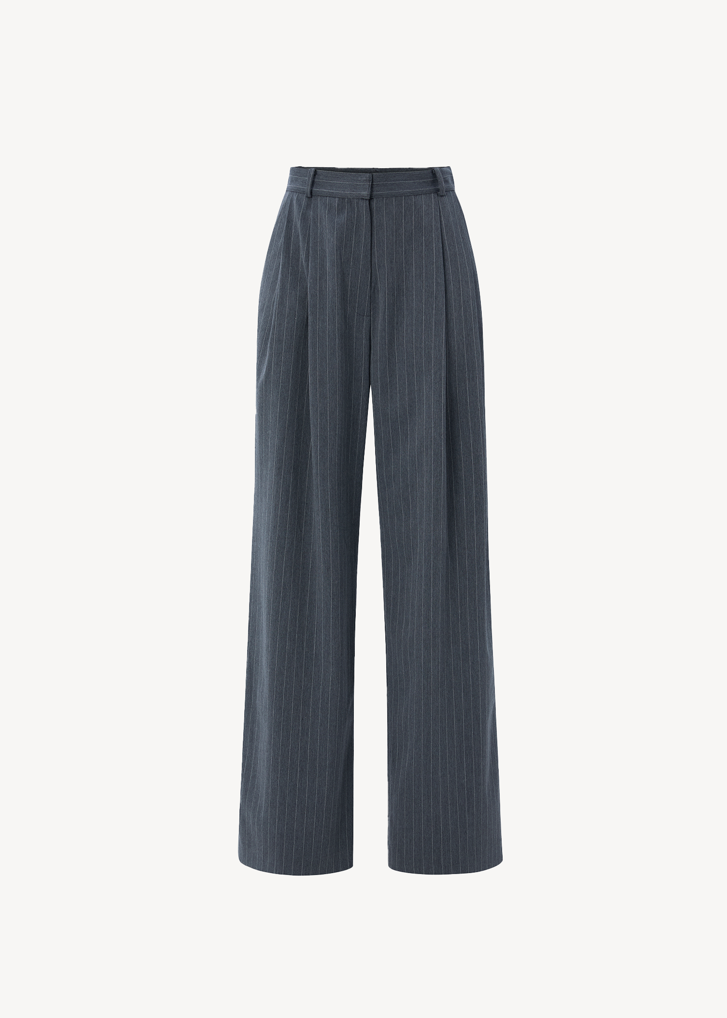 PINSTRIPE BOYFRIEND PANTS IN GREY