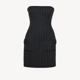 LYLA DRESS IN PINSTRIPE