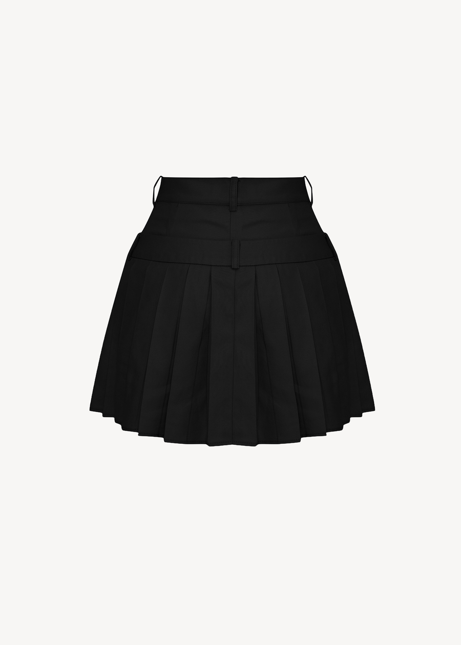 DOUBLE WAISTED PLEATED SHORT IN BLACK