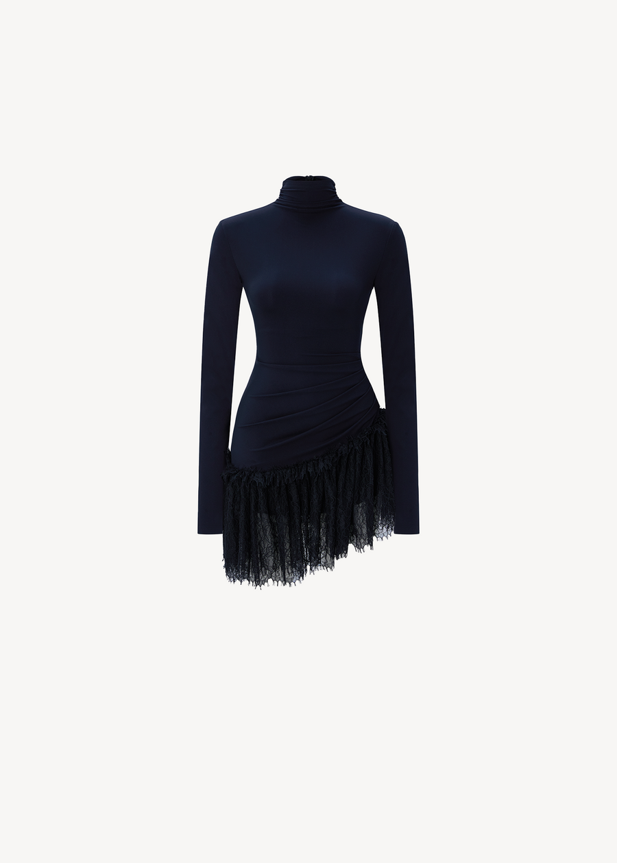 LACE JERSEY MINI DRESS