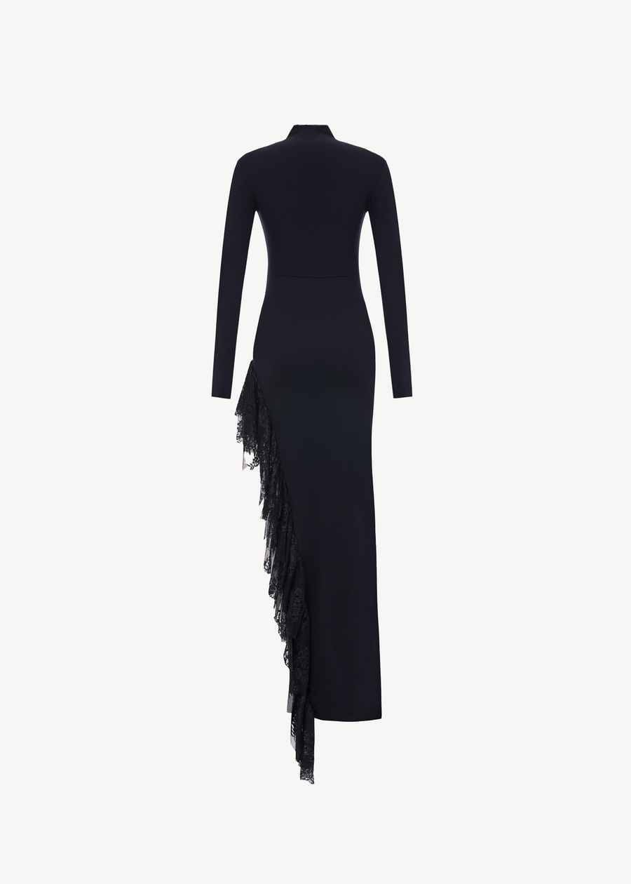 LACE JERSEY LONG DRESS
