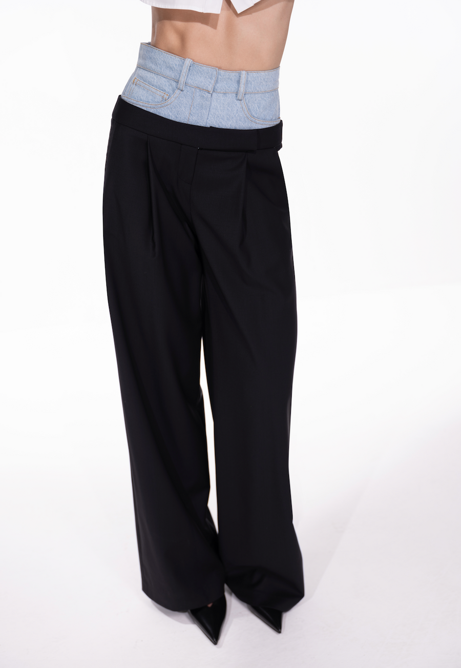 THE NEW DOUBLE WAISTED PANTS IN SKY BLUE