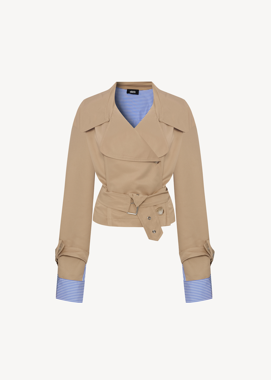 SHORT GABARDINE X POPLIN TRENCH COAT