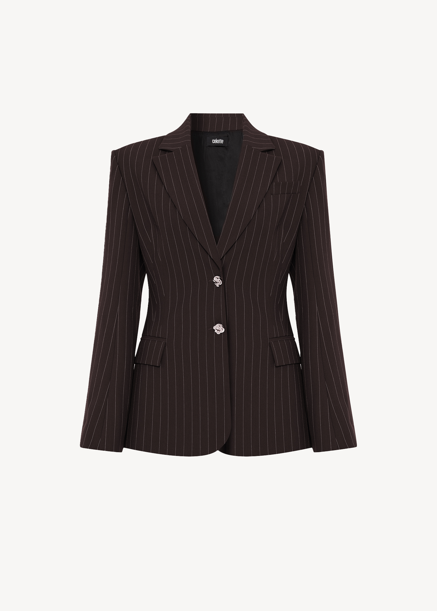 PINSTRIPE ROSE BLAZER in Brown
