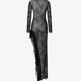 SWIRLING TRIM LACE DRESS IN BLACK