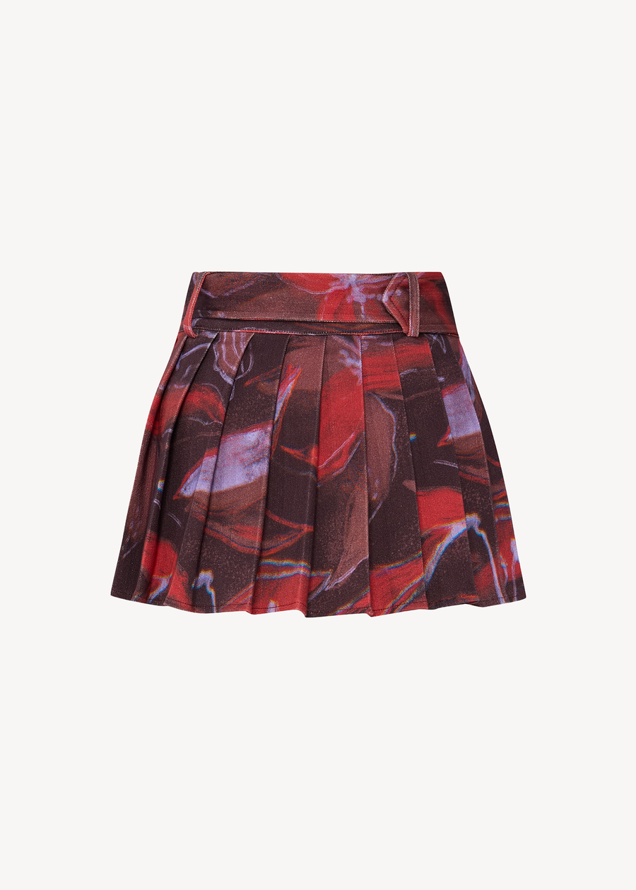 MIMI MINI SKIRT IN LILY PRINT DENIM