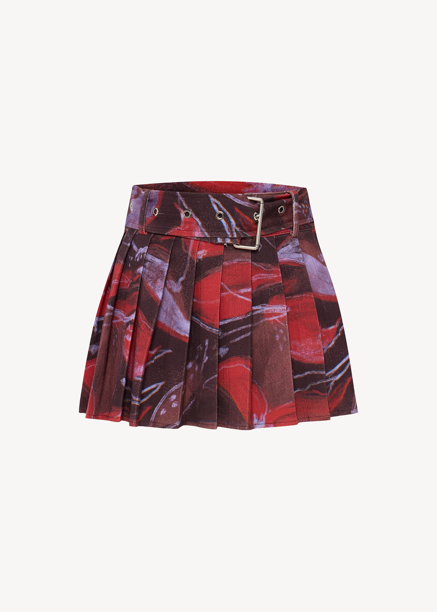 MIMI MINI SKIRT IN LILY PRINT DENIM